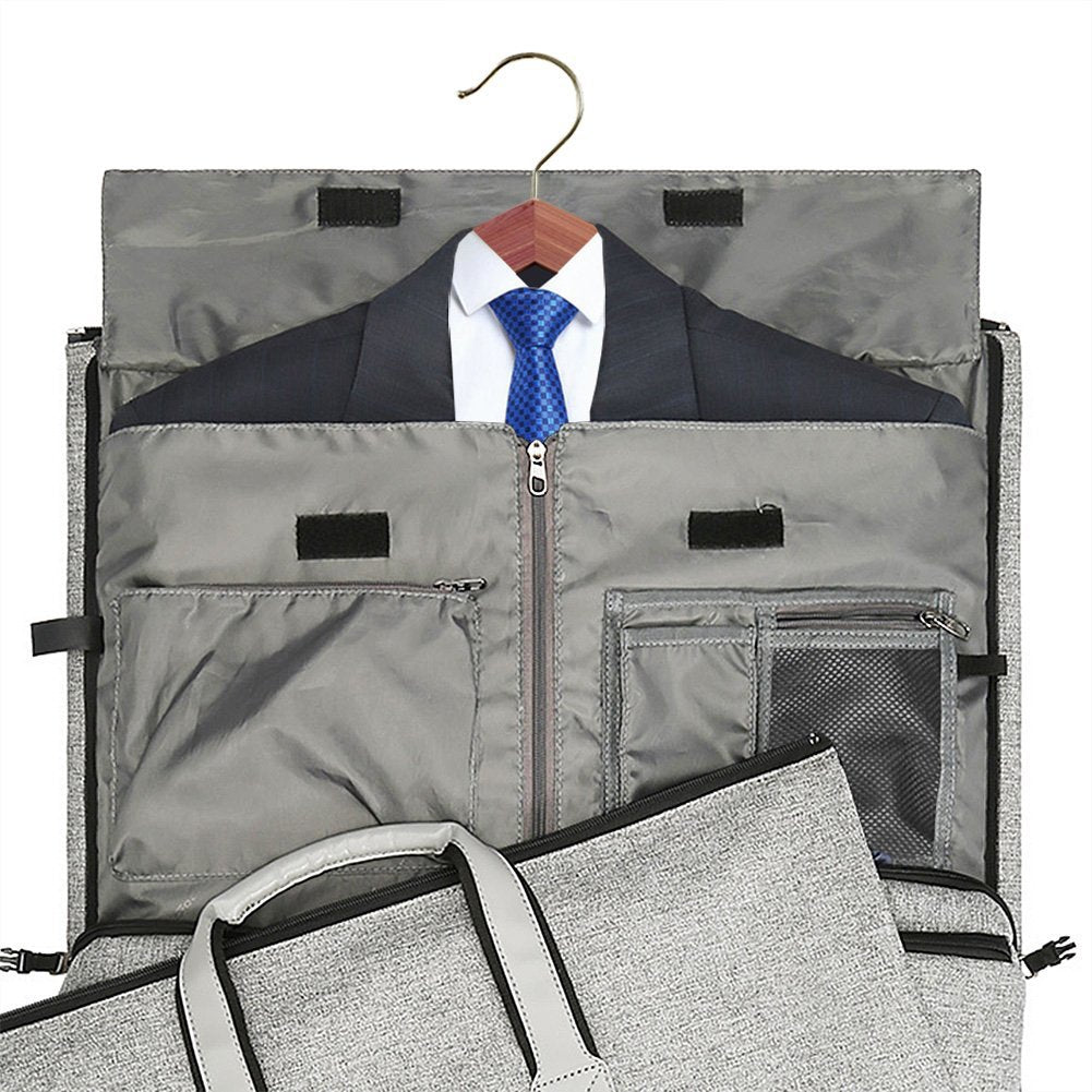 2 in 1 Travel Luggage Bag - Multi functional suit and garment bag zips into duffel with shoulder strap