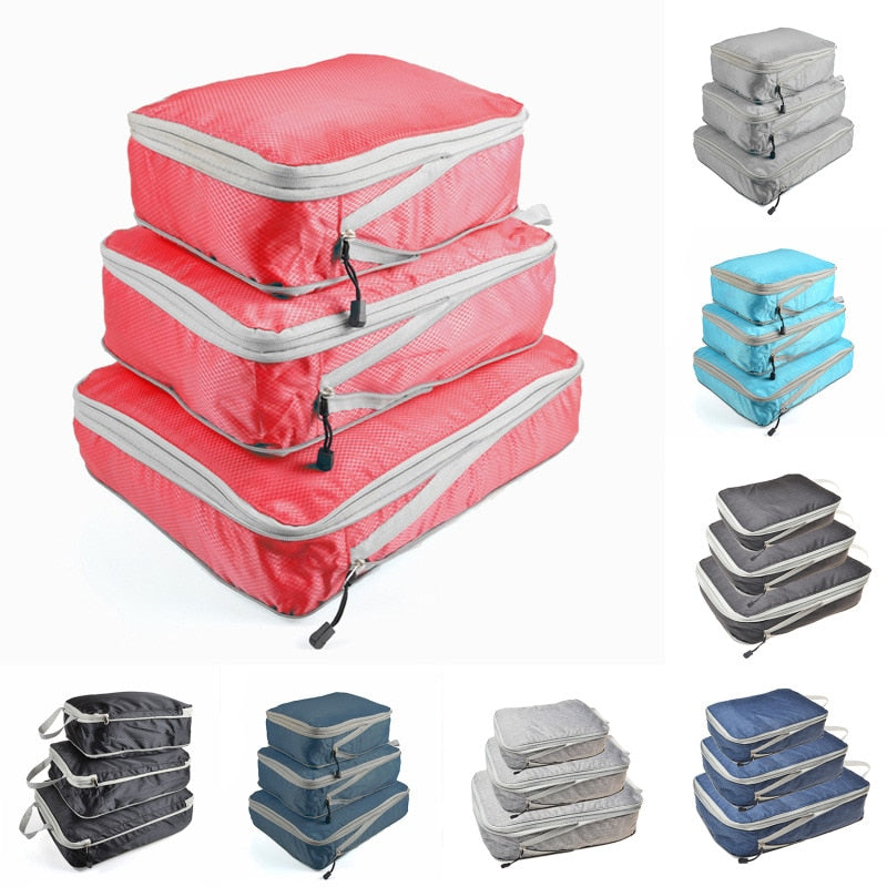 Compressible storage bag set - Three-piece Compression Packing Cube